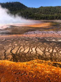Scenic view of grand prismatic at yellowstone national park 