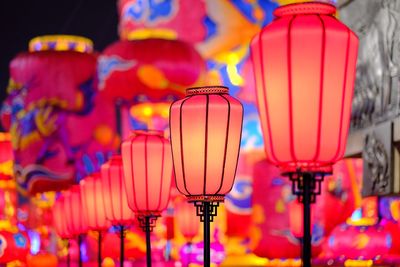 Low angle view of illuminated lanterns