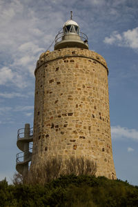 Low angle view of lighthouse against sky