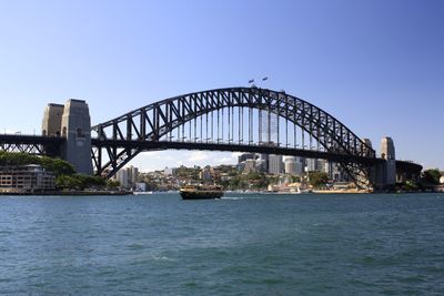 Bridge over river against clear sky
