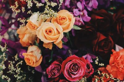 High angle view of rose bouquet