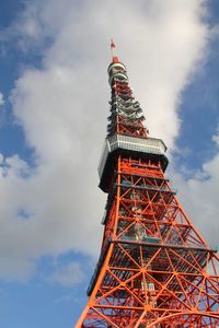 Low angle view of tokyo tower against sky