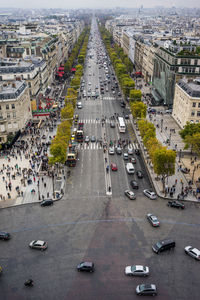 High angle view of traffic on city street