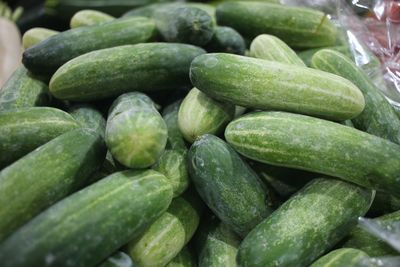 Full frame shot of cucumbers at market stall
