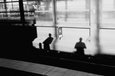 People at railroad station