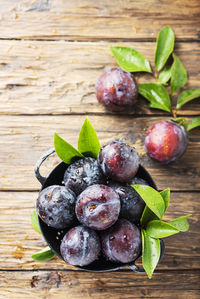 High angle view of fruits on table