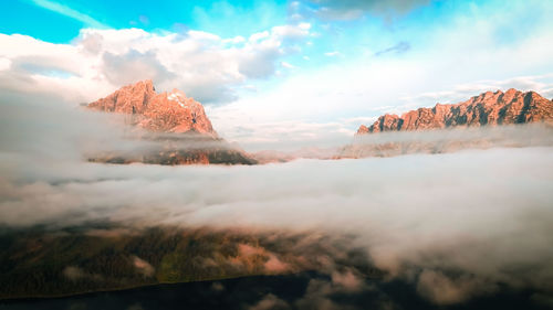 Scenic view of snowcapped mountains against sky,yellowstone wyoming