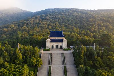 View of castle on mountain against sky
