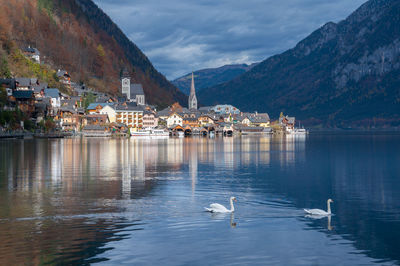 Scenic view of lake against sky