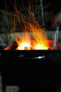 Close-up of fire at night