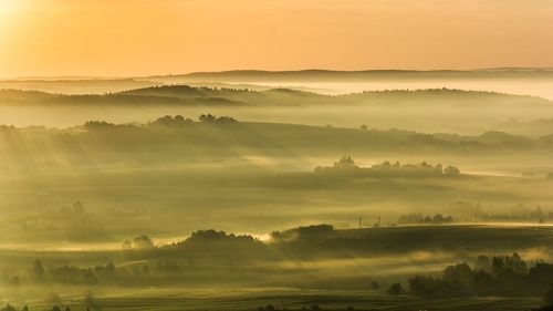 Scenic view of landscape against sky during sunset