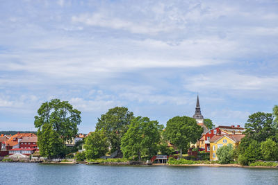 View of a swedish city from the seaside