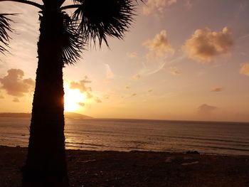 Scenic view of sea against sky at sunset