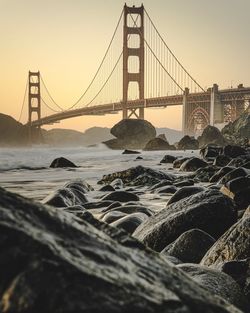 Suspension bridge over sea