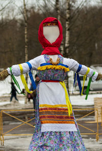 Rear view of woman in traditional clothing
