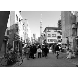 People walking on city street