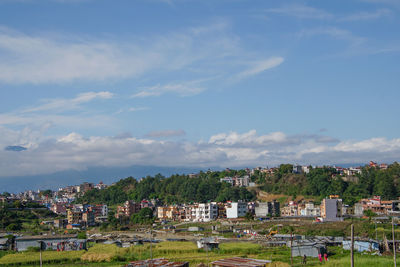 View of townscape against sky