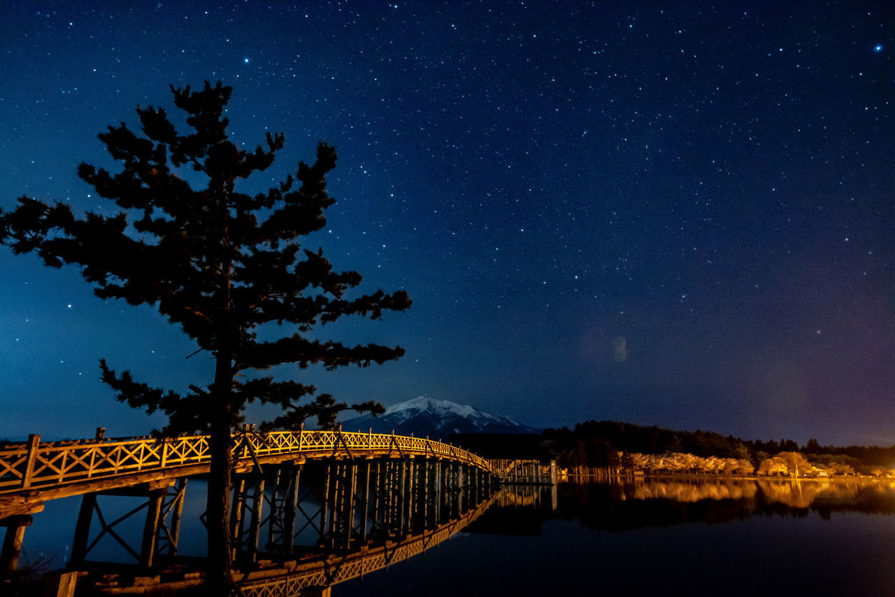 SCENIC VIEW OF BRIDGE AT NIGHT