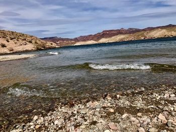 Scenic view of water against sky