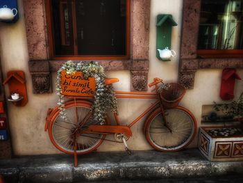 Bicycle parked outside building