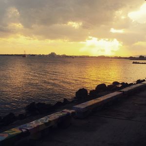 Scenic view of sea against sky during sunset