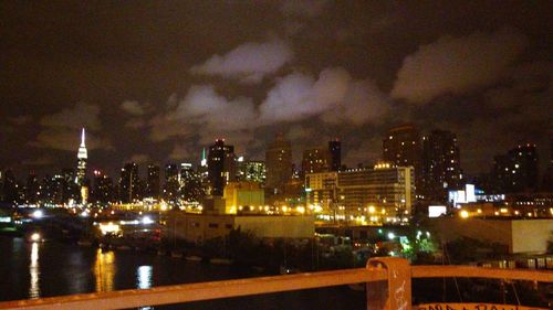 Illuminated cityscape at night