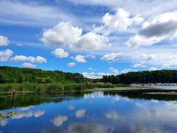 Scenic view of lake against sky