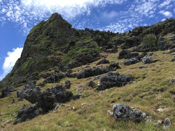 Scenic view of rocky mountains against sky