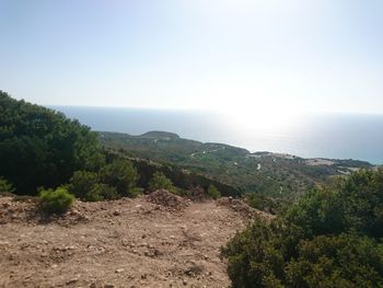 Scenic view of sea against clear sky