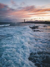 Scenic view of sea against sky during sunset