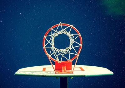 Low angle view of basketball hoop against sky