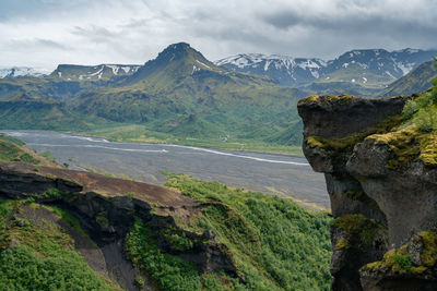 Dramatic clouds coming to the valley of thorsmork, southern iceland. 