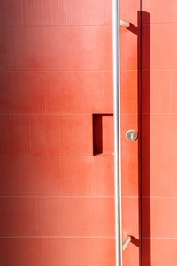 Close-up of closed red door