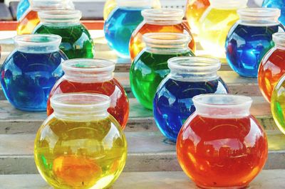 Close-up of multi colored jar