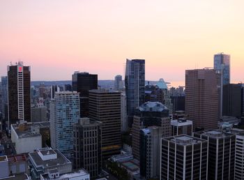 Skyscrapers at sunset