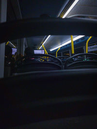 Low angle view of illuminated lights in car