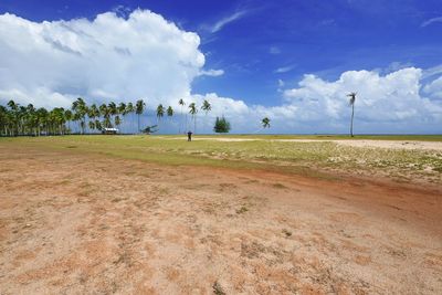 Tropical beach with blue sky background