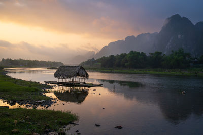 Dong cho village at sunrise moment, kim boi district, hoa binh province, vietnam