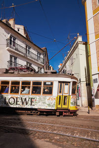 The iconic and famous vintage tram number 28 in alfama, lisbon, portugal