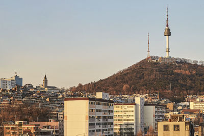 The afternoon view of seoul with n seoul tower