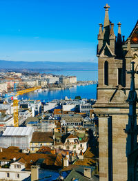 High angle view of townscape against sky