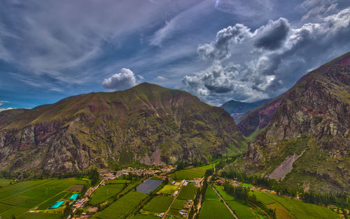 Panoramic view of mountains against sky