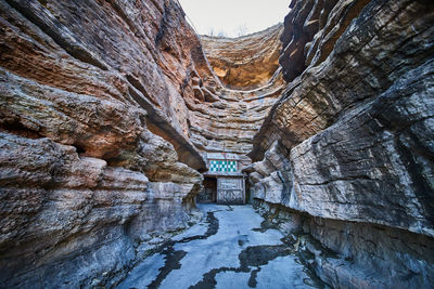 Low angle view of rock formations