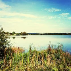 Scenic view of lake against sky