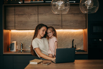 Mom and daughter in the kitchen