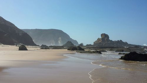 Scenic view of sea against clear sky