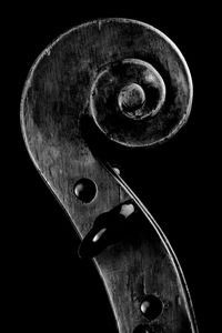 Close-up of violin against black background