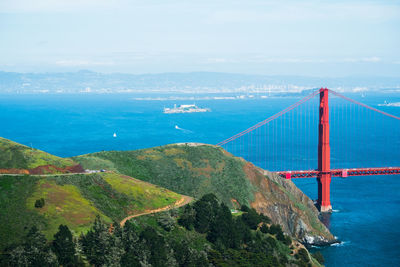 Suspension bridge over sea