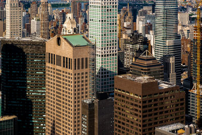 High angle view of buildings in city