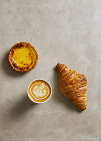 High angle view of breakfast on table